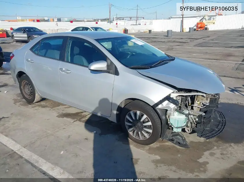 5YFBURHE1EP106035 2014 Toyota Corolla L