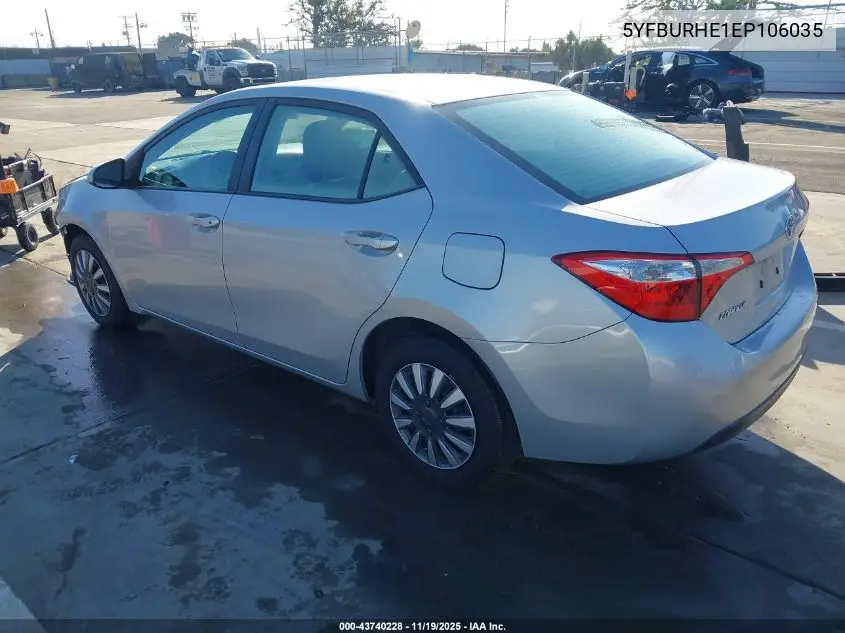 5YFBURHE1EP106035 2014 Toyota Corolla L