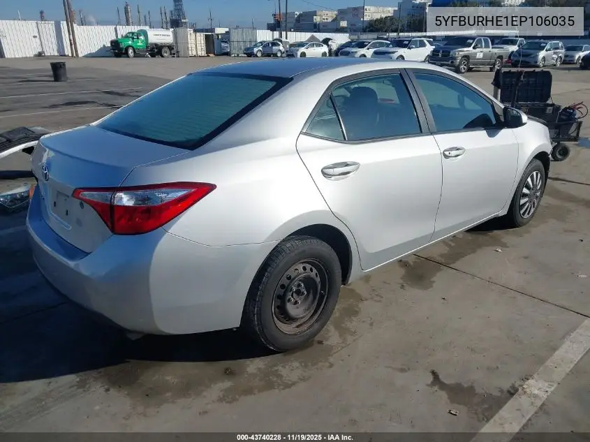5YFBURHE1EP106035 2014 Toyota Corolla L