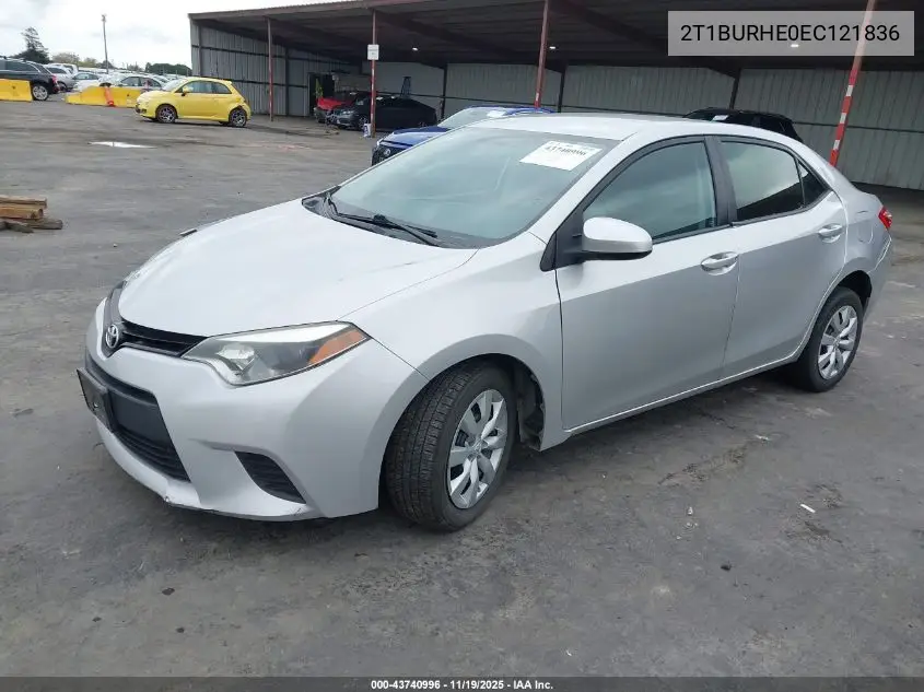 2T1BURHE0EC121836 2014 Toyota Corolla Le