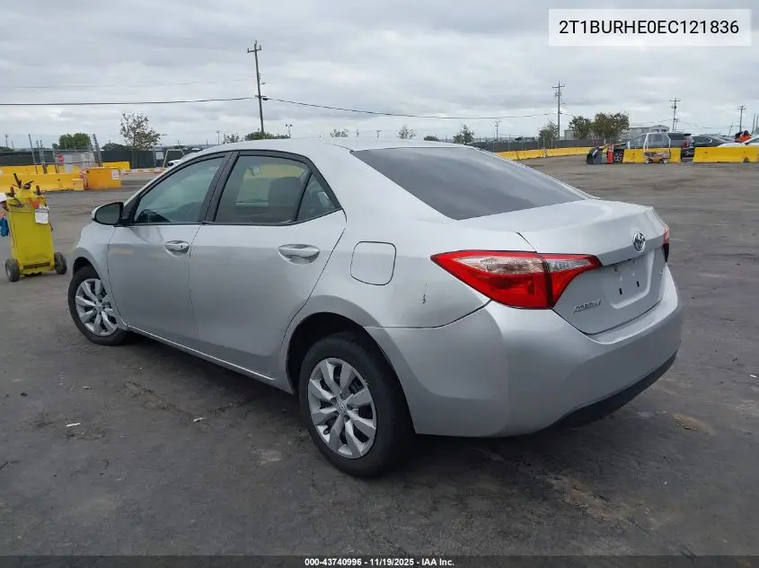 2T1BURHE0EC121836 2014 Toyota Corolla Le