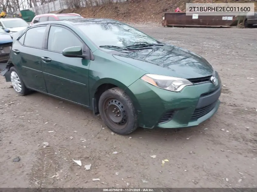 2T1BURHE2EC011600 2014 Toyota Corolla Le