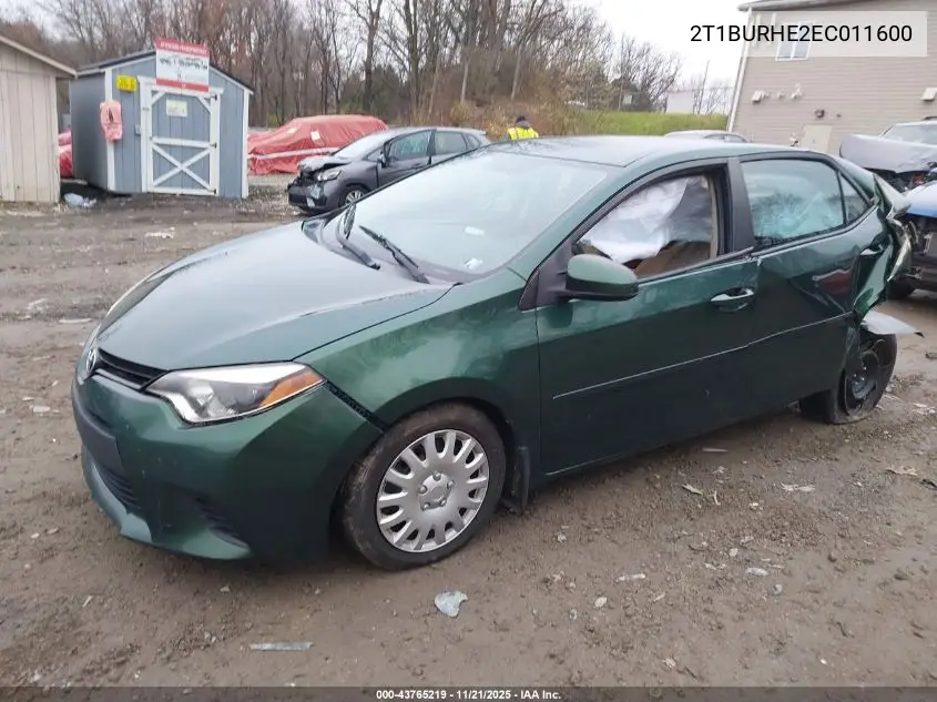 2T1BURHE2EC011600 2014 Toyota Corolla Le