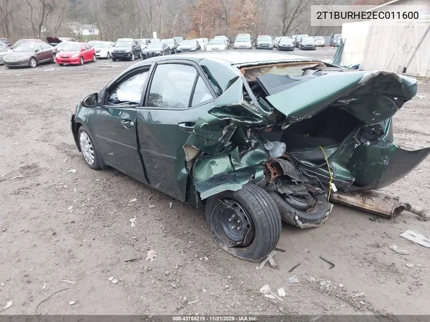 2T1BURHE2EC011600 2014 Toyota Corolla Le