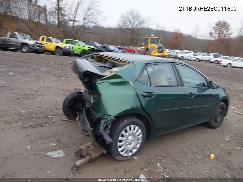 2T1BURHE2EC011600 2014 Toyota Corolla Le