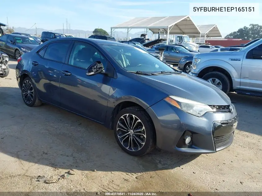 5YFBURHE1EP165151 2014 Toyota Corolla S Plus