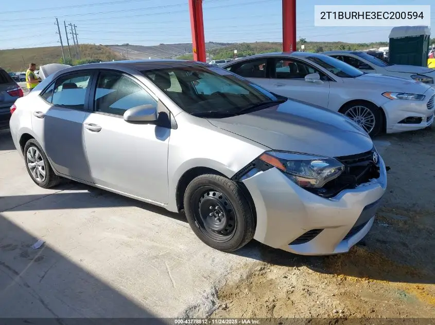 2T1BURHE3EC200594 2014 Toyota Corolla Le