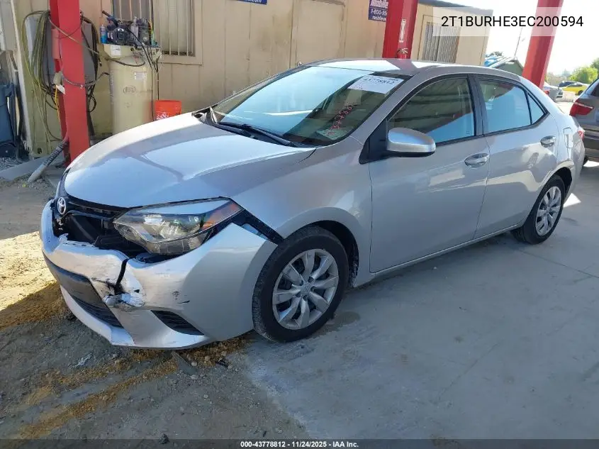 2T1BURHE3EC200594 2014 Toyota Corolla Le