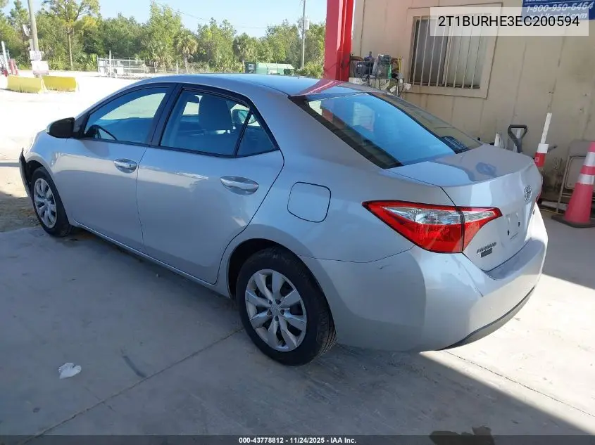 2T1BURHE3EC200594 2014 Toyota Corolla Le