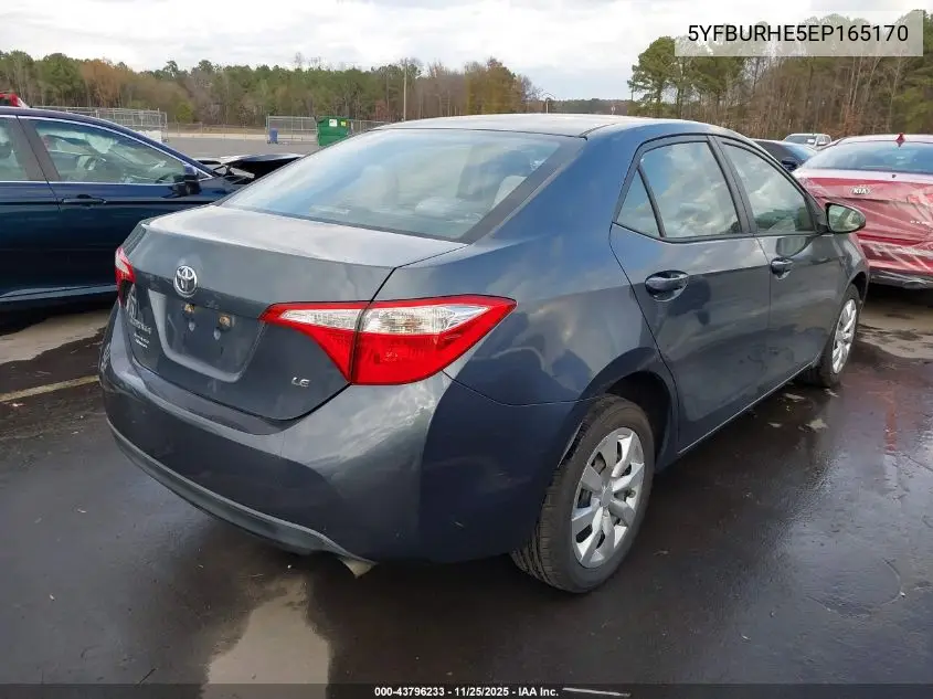 5YFBURHE5EP165170 2014 Toyota Corolla Le