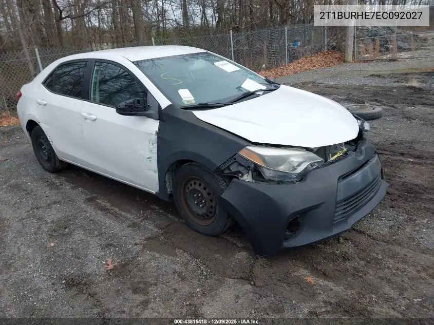2T1BURHE7EC092027 2014 Toyota Corolla Le