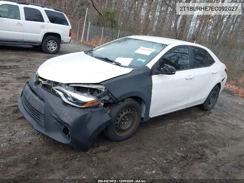 2T1BURHE7EC092027 2014 Toyota Corolla Le