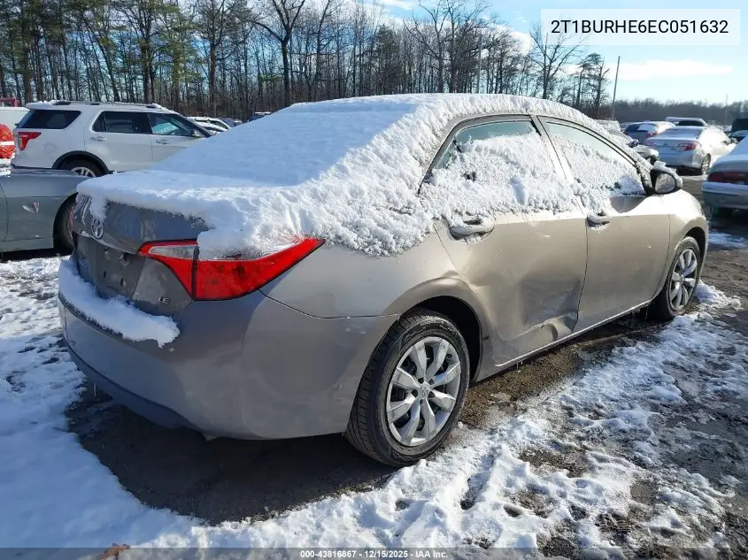 2T1BURHE6EC051632 2014 Toyota Corolla Le