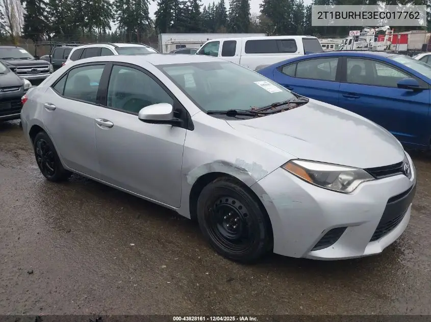 2T1BURHE3EC017762 2014 Toyota Corolla Le