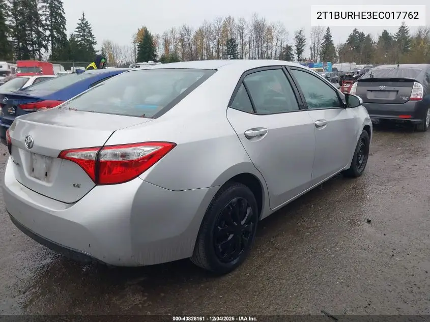 2T1BURHE3EC017762 2014 Toyota Corolla Le
