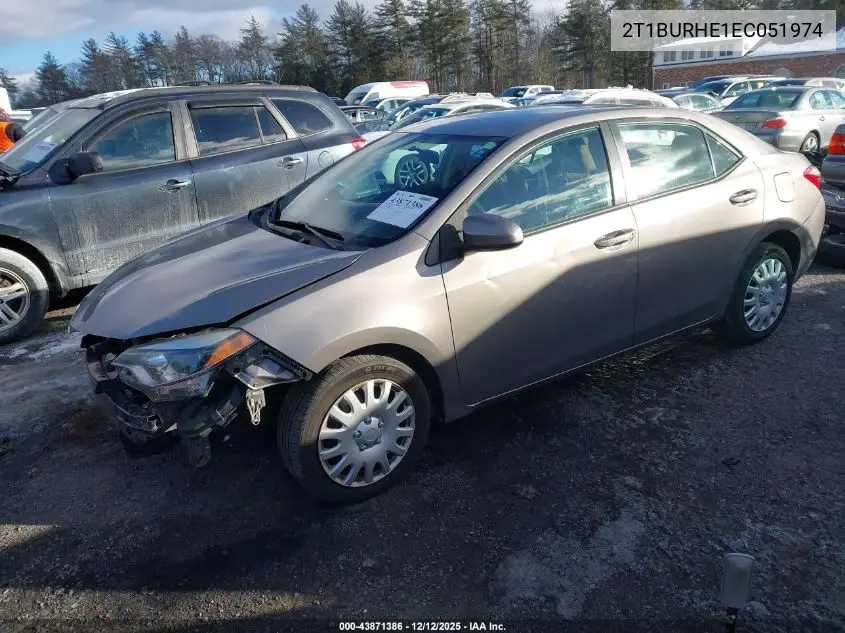 2T1BURHE1EC051974 2014 Toyota Corolla Le