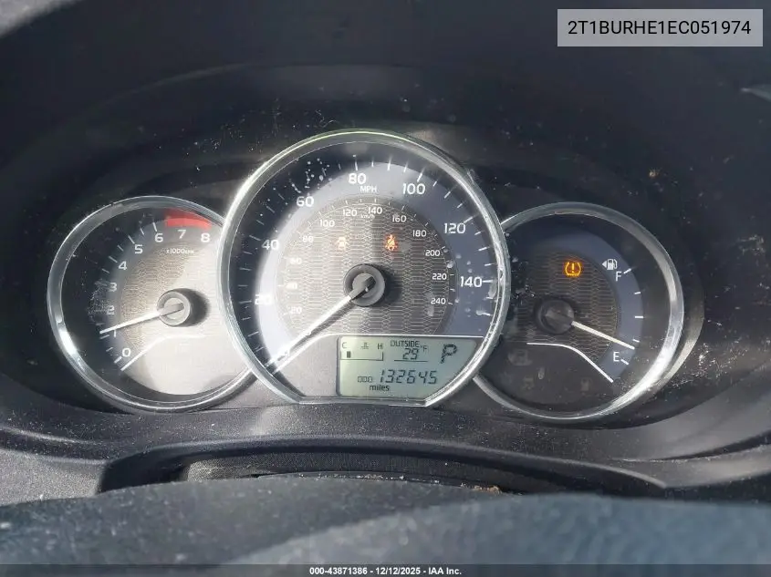 2T1BURHE1EC051974 2014 Toyota Corolla Le