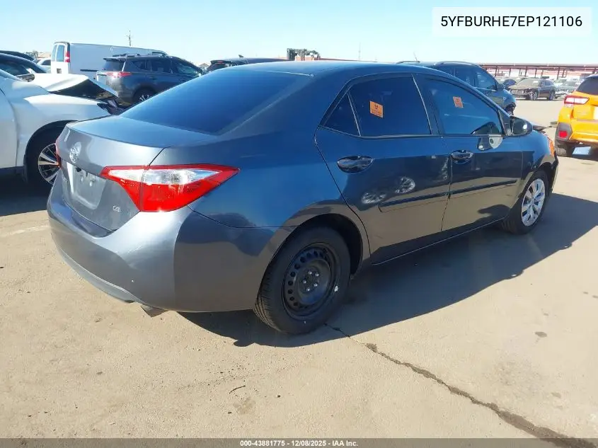 5YFBURHE7EP121106 2014 Toyota Corolla Le