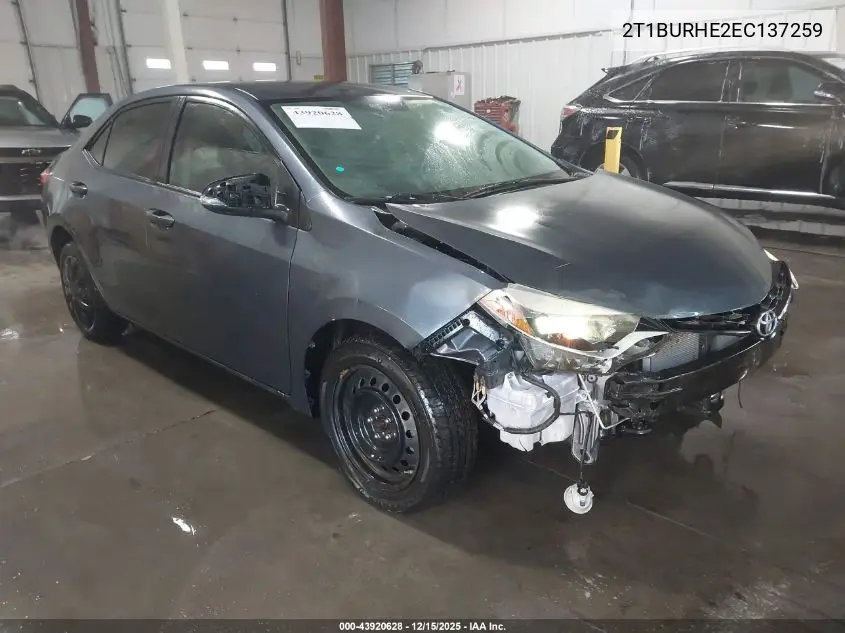 2T1BURHE2EC137259 2014 Toyota Corolla S