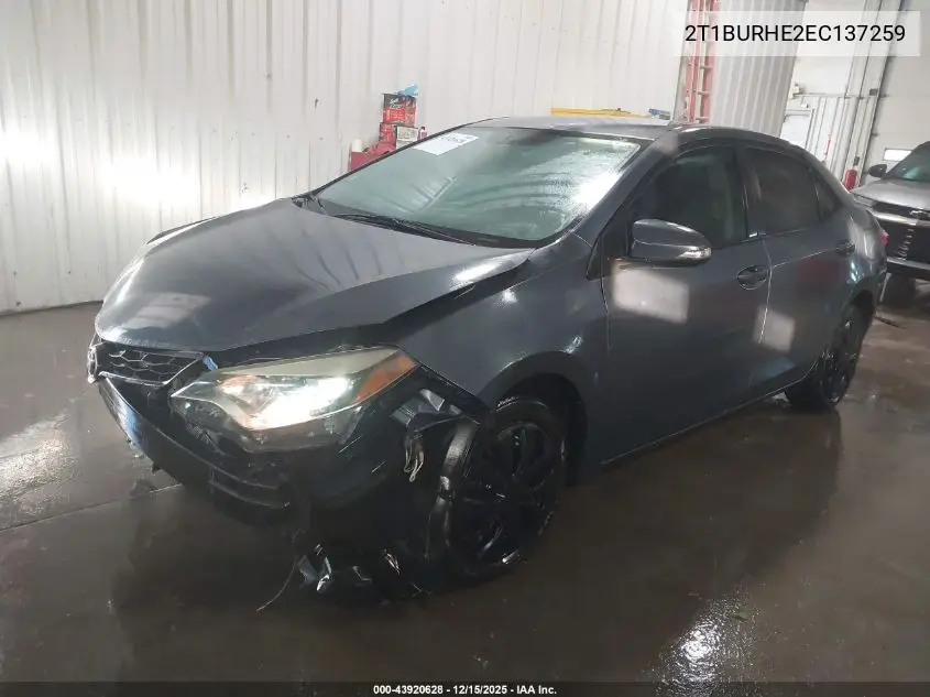 2T1BURHE2EC137259 2014 Toyota Corolla S