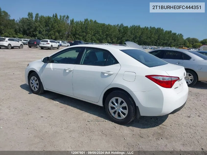 2015 Toyota Corolla VIN: 2T1BURHE0FC444351 Lot: 12087801