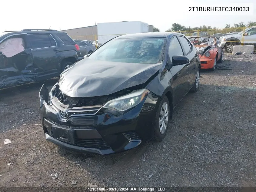 2015 Toyota Corolla Le VIN: 2T1BURHE3FC340033 Lot: 12101480