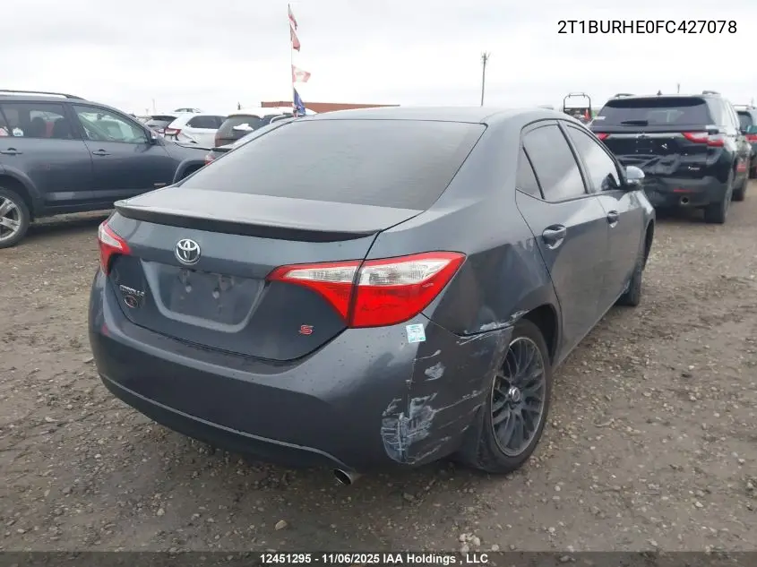2T1BURHE0FC427078 2015 Toyota Corolla S
