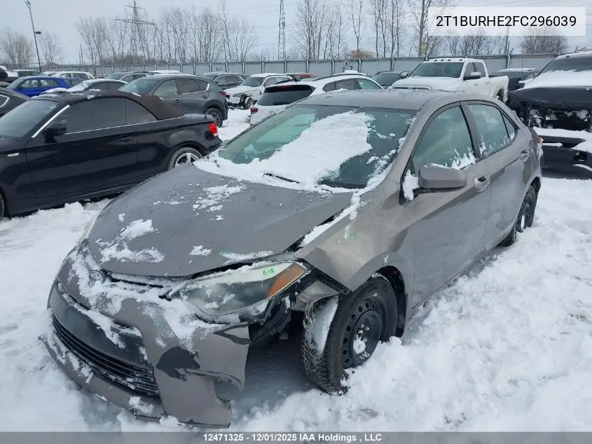 2T1BURHE2FC296039 2015 Toyota Corolla Le