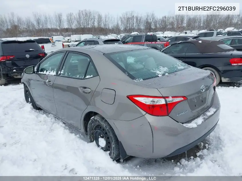 2T1BURHE2FC296039 2015 Toyota Corolla Le