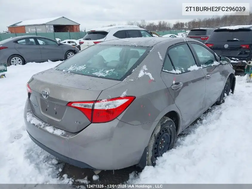 2T1BURHE2FC296039 2015 Toyota Corolla Le