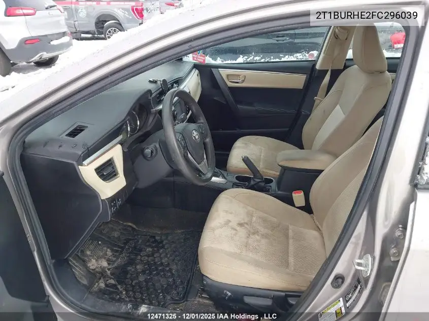 2T1BURHE2FC296039 2015 Toyota Corolla Le