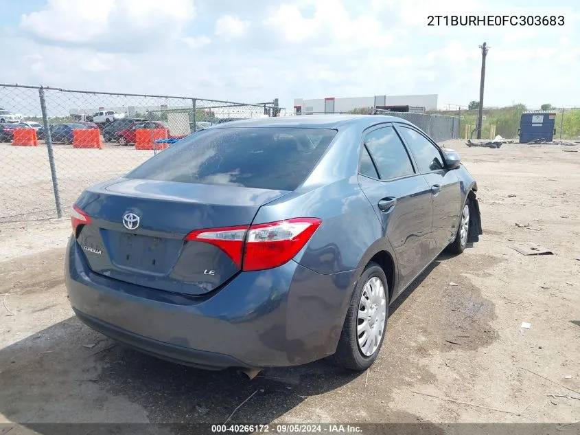 2015 Toyota Corolla L/Le/Le Pls/Prm/S/S Pls VIN: 2T1BURHE0FC303683 Lot: 40266172