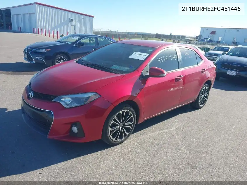 2T1BURHE2FC451446 2015 Toyota Corolla S Plus