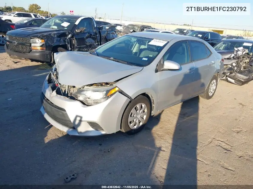 2T1BURHE1FC230792 2015 Toyota Corolla L
