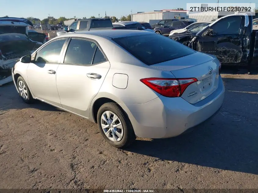 2T1BURHE1FC230792 2015 Toyota Corolla L