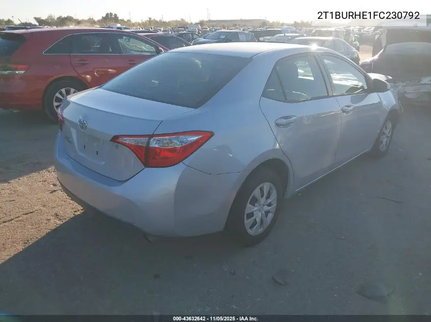 2T1BURHE1FC230792 2015 Toyota Corolla L
