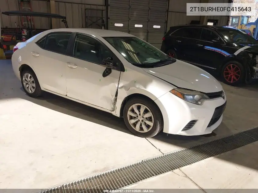 2T1BURHE0FC415643 2015 Toyota Corolla Le