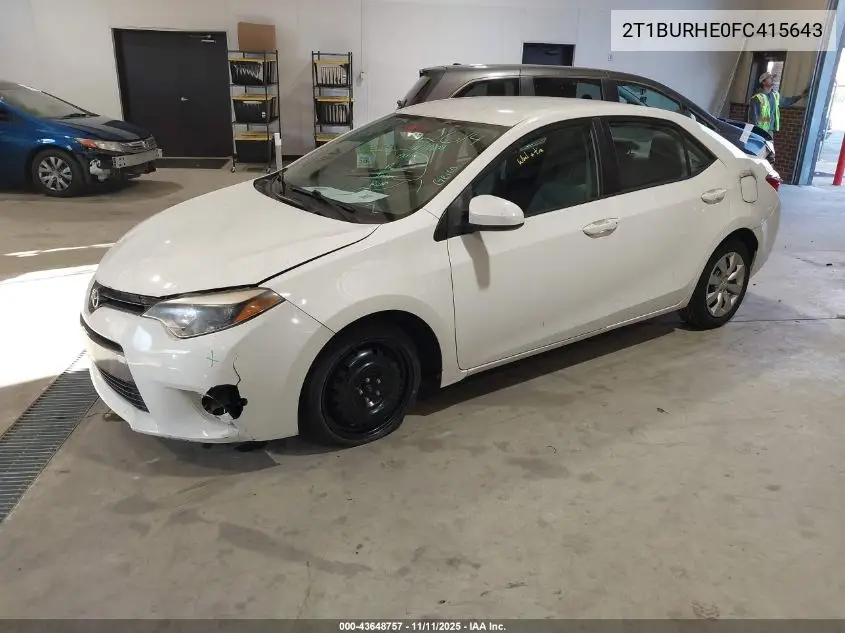 2T1BURHE0FC415643 2015 Toyota Corolla Le