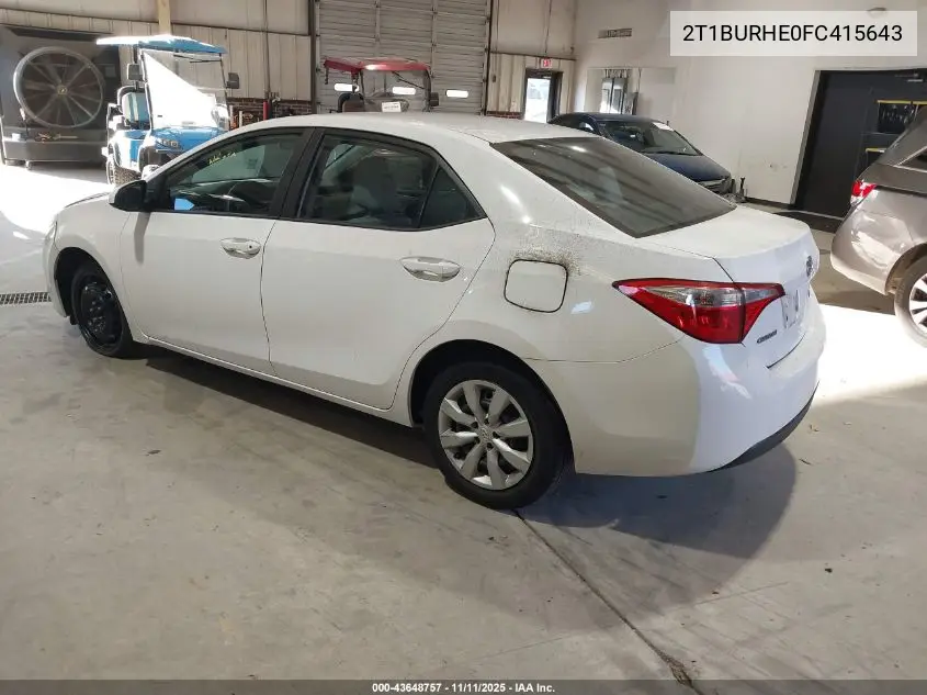 2T1BURHE0FC415643 2015 Toyota Corolla Le