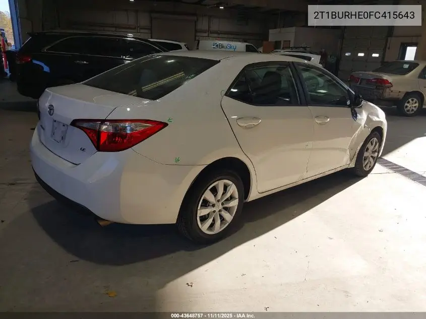 2T1BURHE0FC415643 2015 Toyota Corolla Le