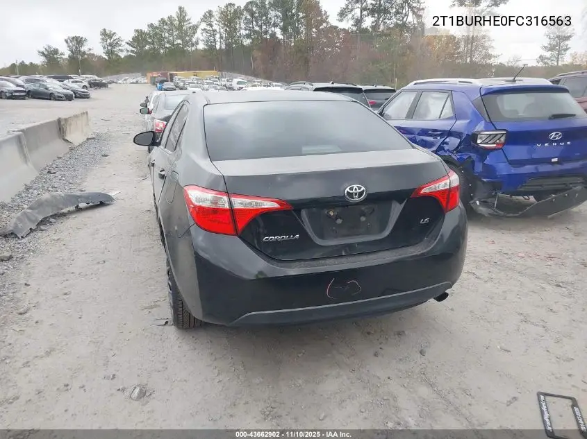 2T1BURHE0FC316563 2015 Toyota Corolla Le