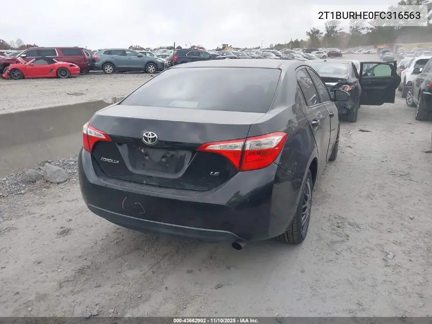 2T1BURHE0FC316563 2015 Toyota Corolla Le