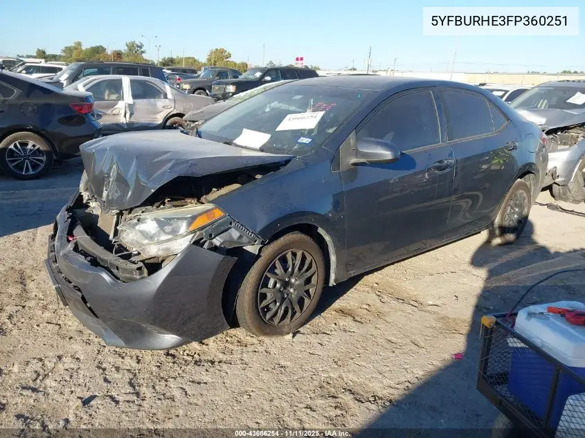 5YFBURHE3FP360251 2015 Toyota Corolla Le