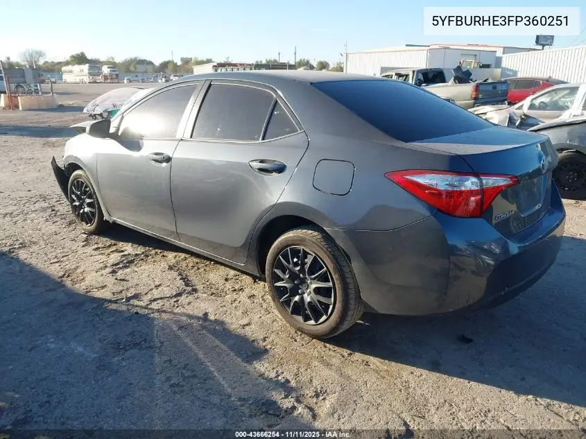5YFBURHE3FP360251 2015 Toyota Corolla Le