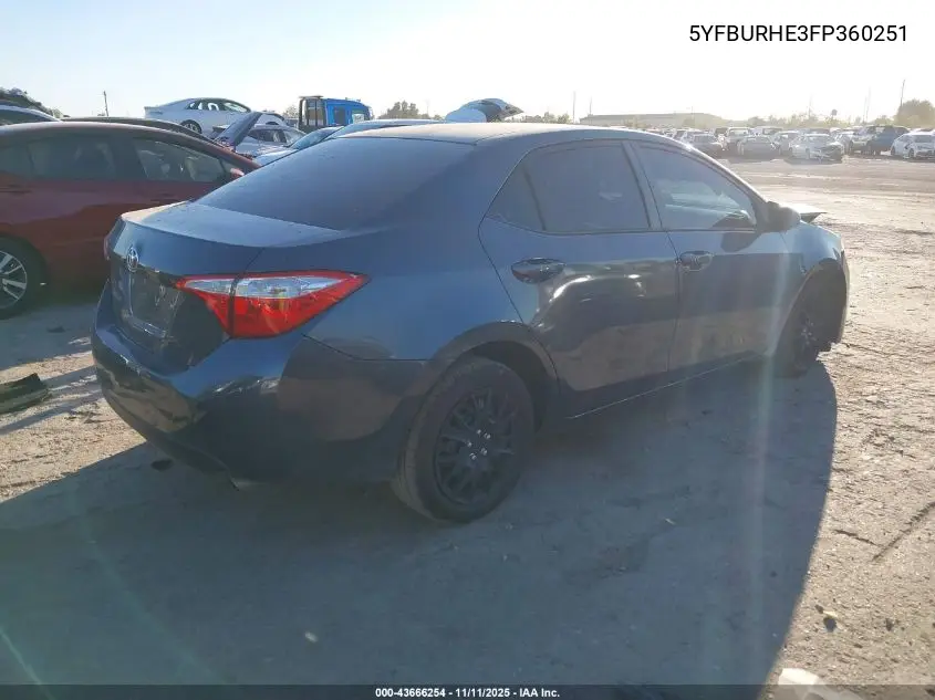 5YFBURHE3FP360251 2015 Toyota Corolla Le