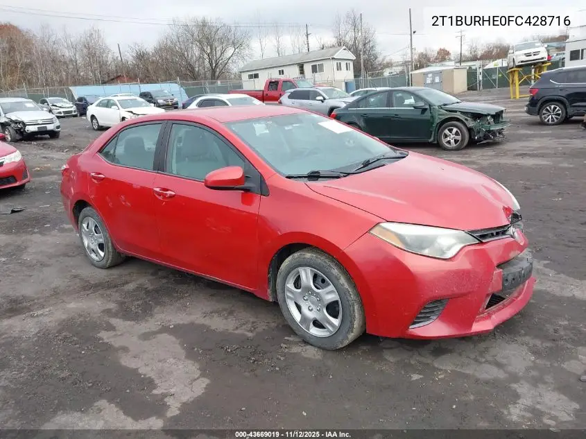 2T1BURHE0FC428716 2015 Toyota Corolla Le
