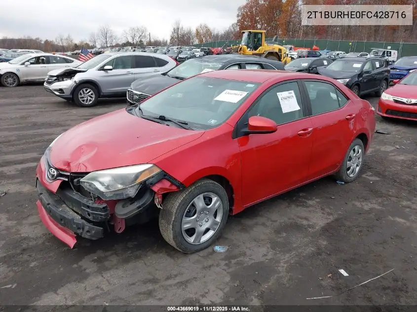 2T1BURHE0FC428716 2015 Toyota Corolla Le
