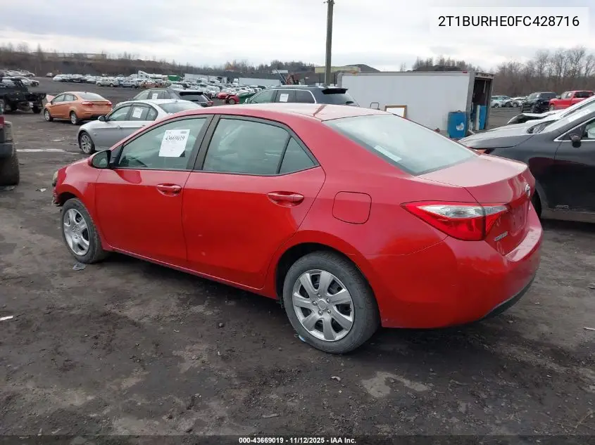 2T1BURHE0FC428716 2015 Toyota Corolla Le