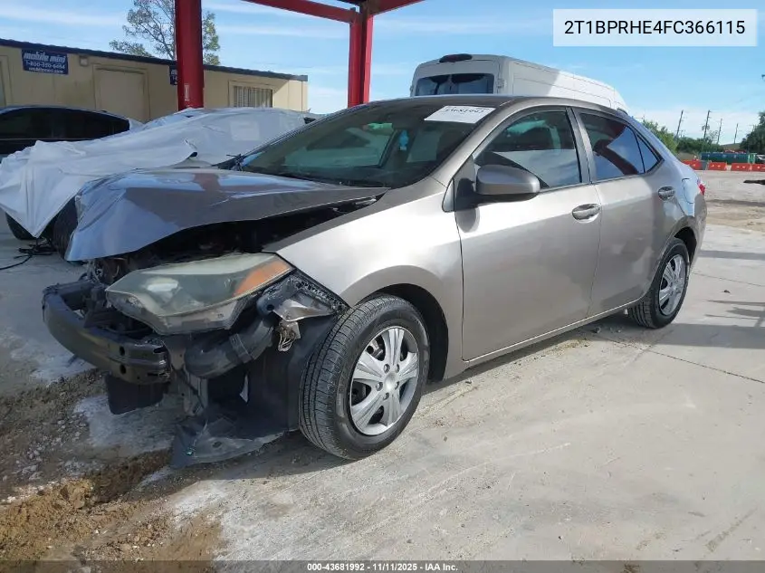 2T1BPRHE4FC366115 2015 Toyota Corolla Le Eco