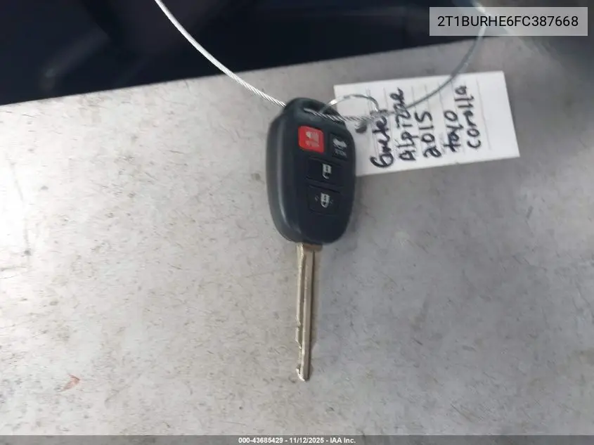 2T1BURHE6FC387668 2015 Toyota Corolla Le